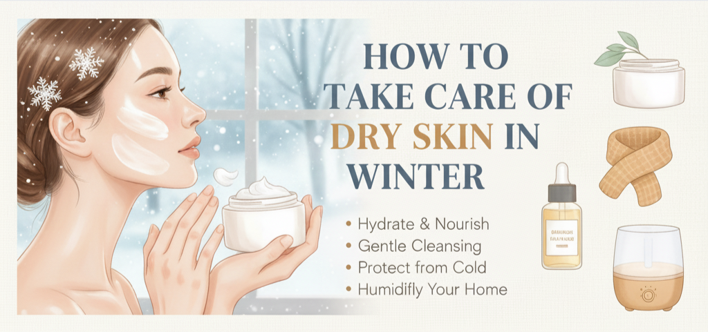 Guide on how to take care of dry skin in winter with moisturizing tips and product recommendations