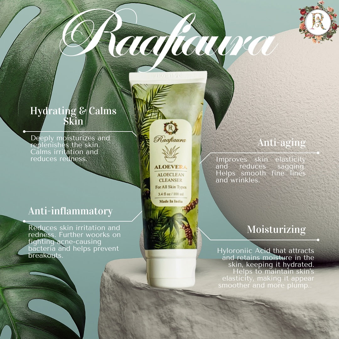 Aloe Vera Cleanser by Ruaflura with benefits for hydrating, anti-aging, and moisturizing skin