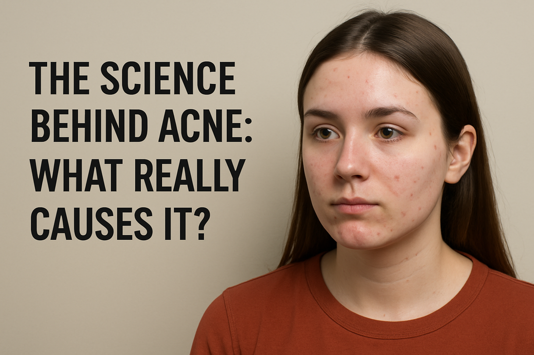 Young woman with acne on her face illustrating the topic of what causes acne in skincare science