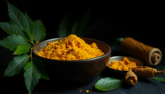  turmeric powder with neem leaves and roots - Best Neem and Turmeric Acne Pimple Patches | Raafiaura