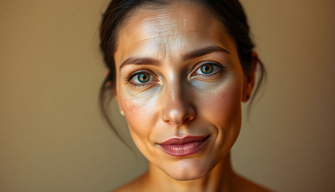  woman with uneven skin pigmentation showing natural facial details and texture | Raafiaura Skincare