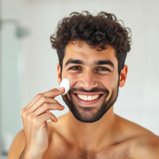 Man applying skincare product to his face as part of a men skincare routine
