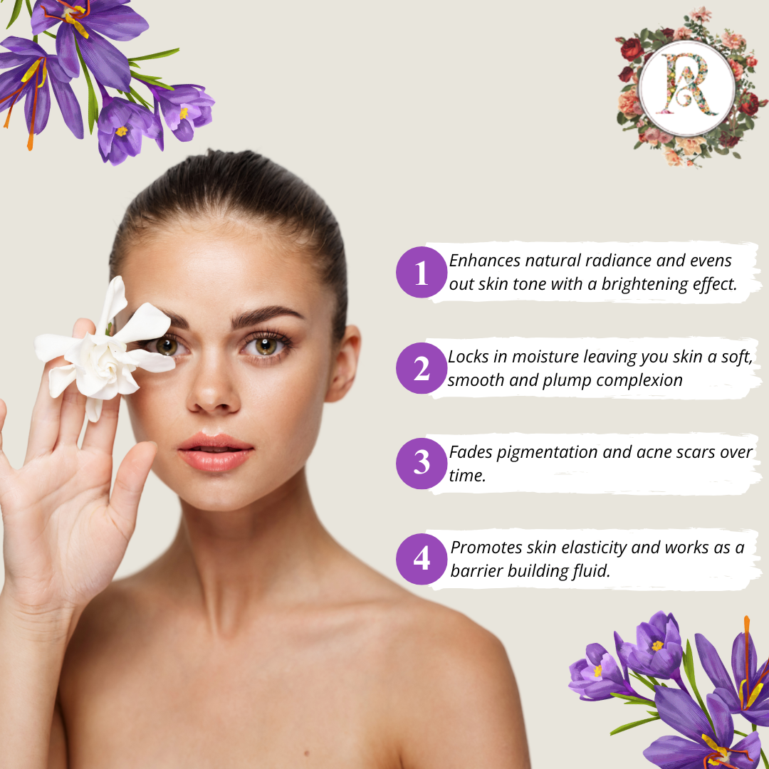 Raafiaura Saffron Glow Dropping Serum enhances radiance and locks in moisture for smooth skin