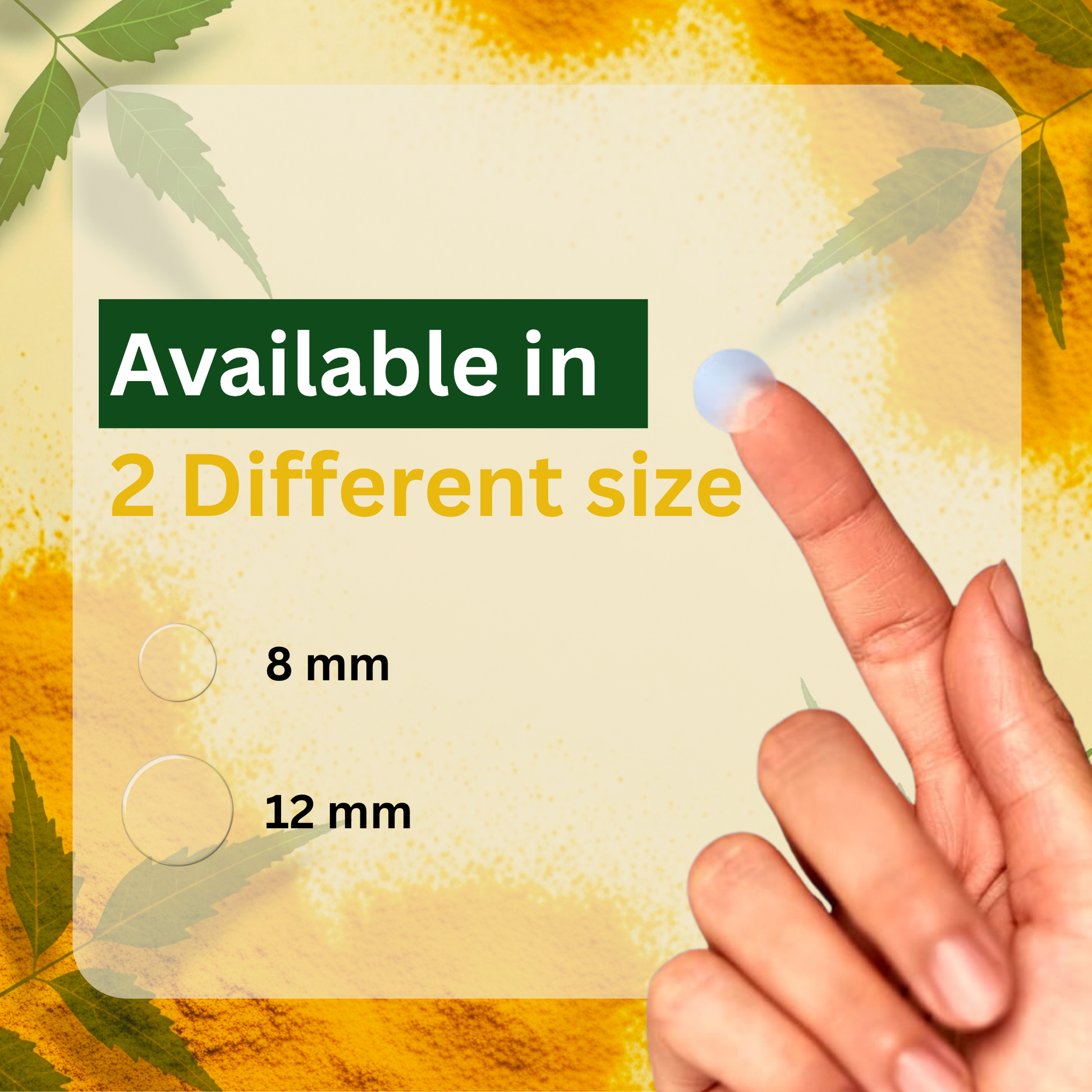 Raafiaura Best Acne Pimple Patches available in two different sizes 8mm and 12mm on fingertip