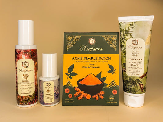 Raafiaura Gifting-Royal Aura set featuring acne pimple patches and skincare products for healthy skin