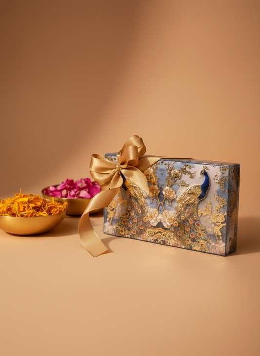 Raafiaura Gifting-Serene Charm beautifully packaged with a golden ribbon and floral decorations